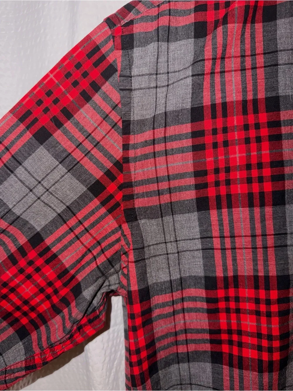 VTG Y2K J.Crew Mens Tailored Plaid Button Down Shirt Red Gray Men’s Size Medium
